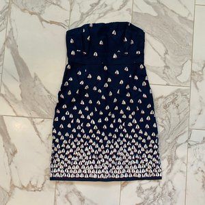 Vineyard Vines Strapless Sailboat Print Dress Sz 6